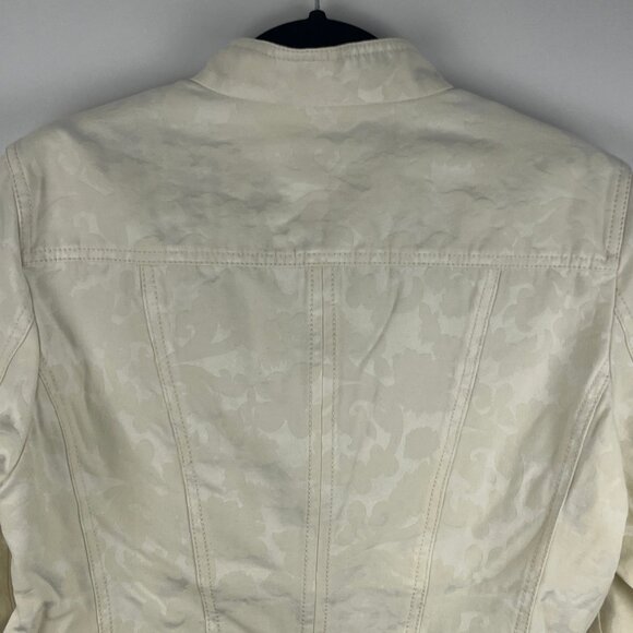 Delmod Blazer Jacket Size 8 Creamy White Long Sleeve Button Up Floral Pattern - Picture 7 of 8